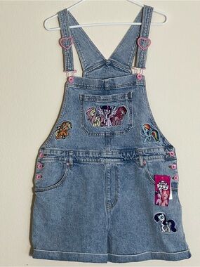 NWT Hot Topic My Little Pony Mane Six Heart Denim Shortalls Juniors XL